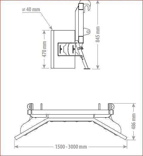 GUMMISCHIEBESCHILD FEST - Passend für Hoflader Eurotrac W 11 / W12 - Gummiplatte mit Faser - Stützfuß - Breite 150 cm - Gewicht 165 kg - Alle unsere Anbaugeräte sind auch in Euroaufnahme erhältlich