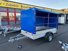 Böckmann Anhänger Tieflader 750kg mit Plane&Gestell 155 cm