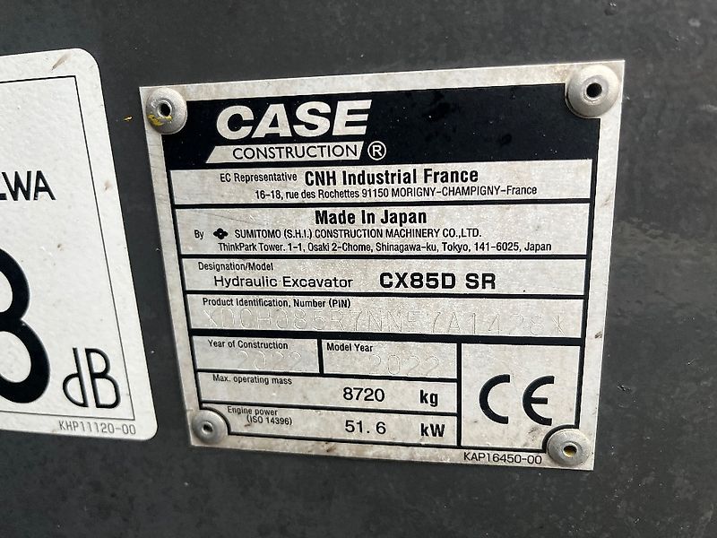Case CX 85 D / Engcon, Kauha, Rasvari